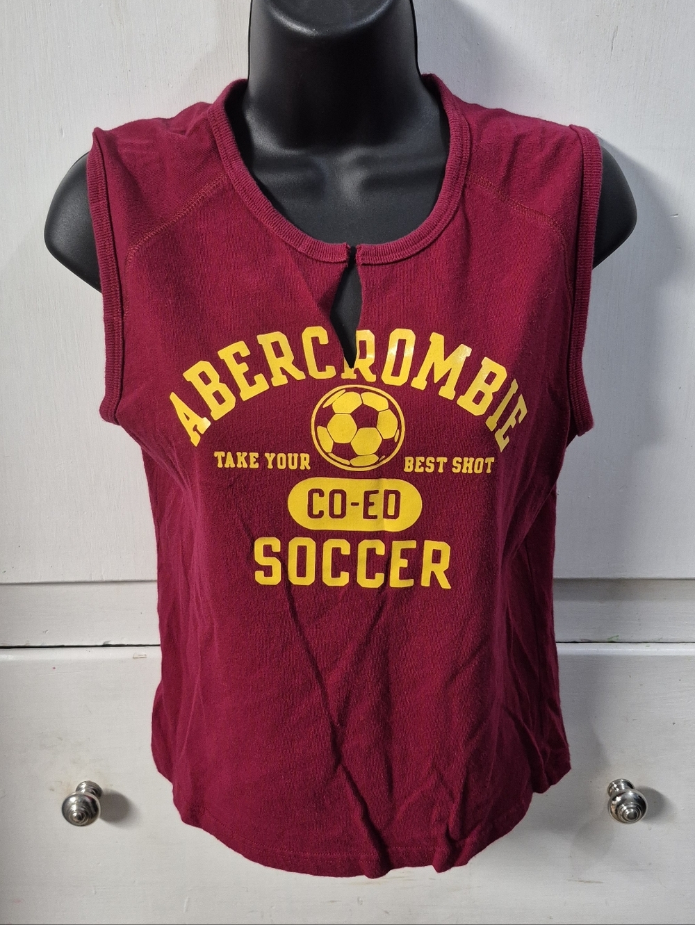Vintage Abercrombie Womens Large Maroon Sleeveless Soccer Tank Y2K Preppy